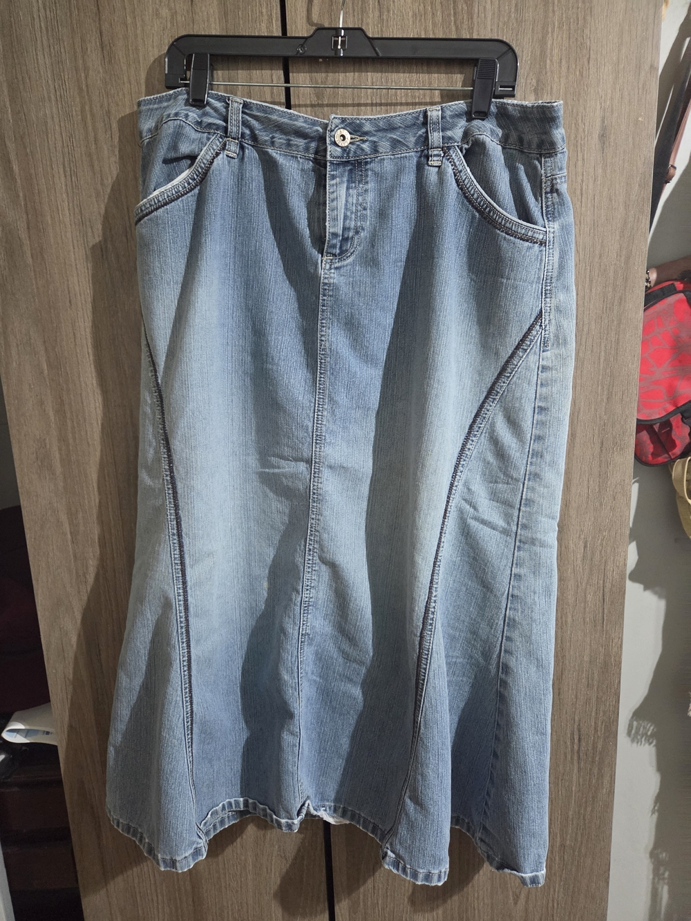 Cato Light Blue Denim Flared Maxi Skirt